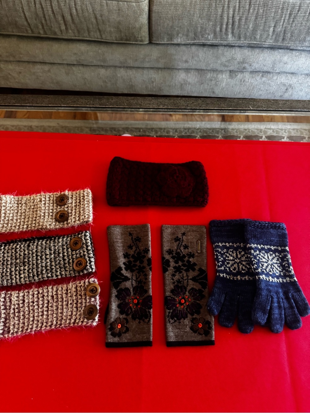 women’s gloves and headband set